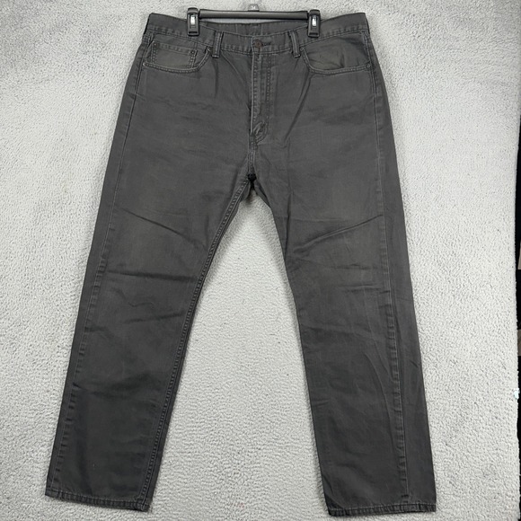 Levis 505 Mens Straight Fit Jeans 40X32 Gray 5 Pocket White Tab Casual Denim